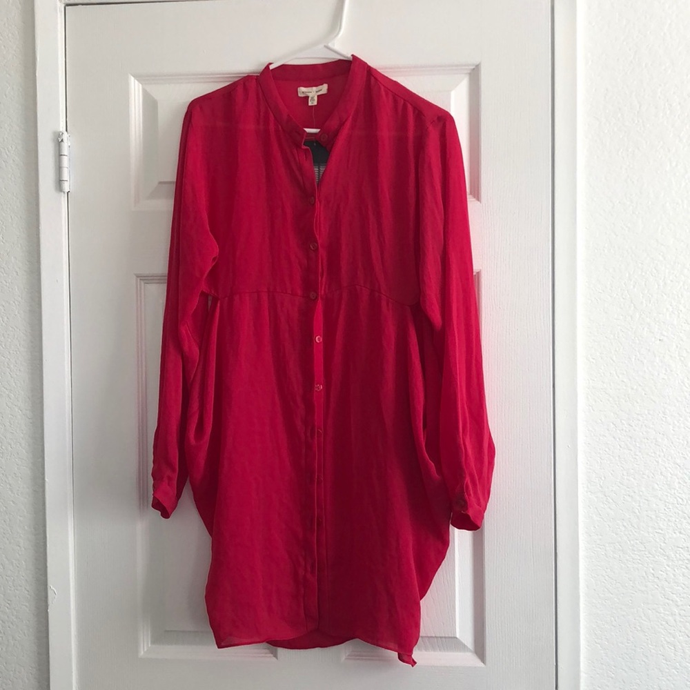 Silence & noise fuchsia pink shirt dress